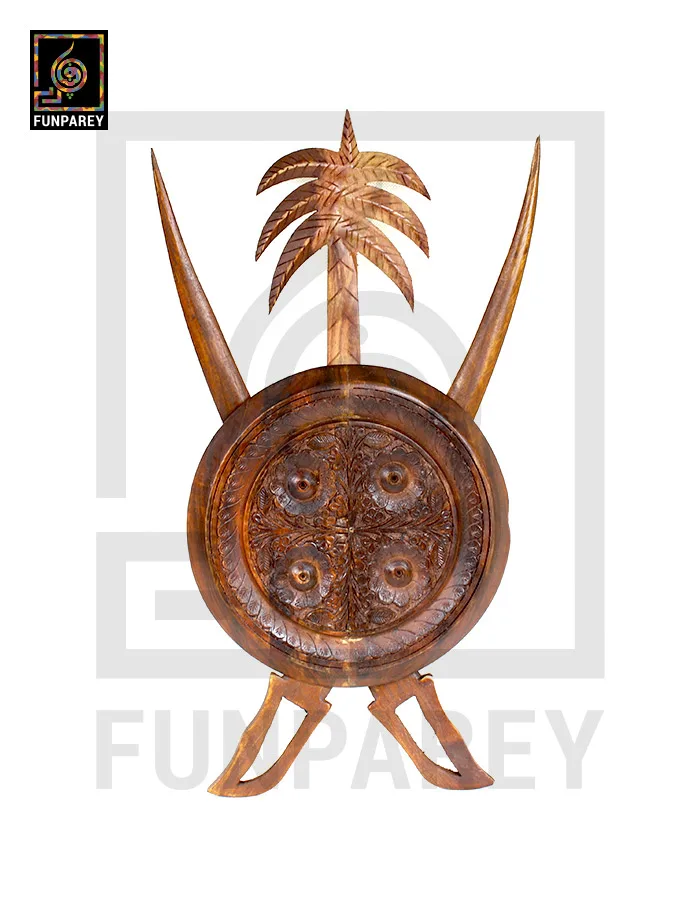 Crossed Swords Wooden Wall Hanging (Buckler)