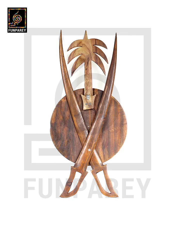 Crossed Swords Wooden Wall Hanging (Buckler)