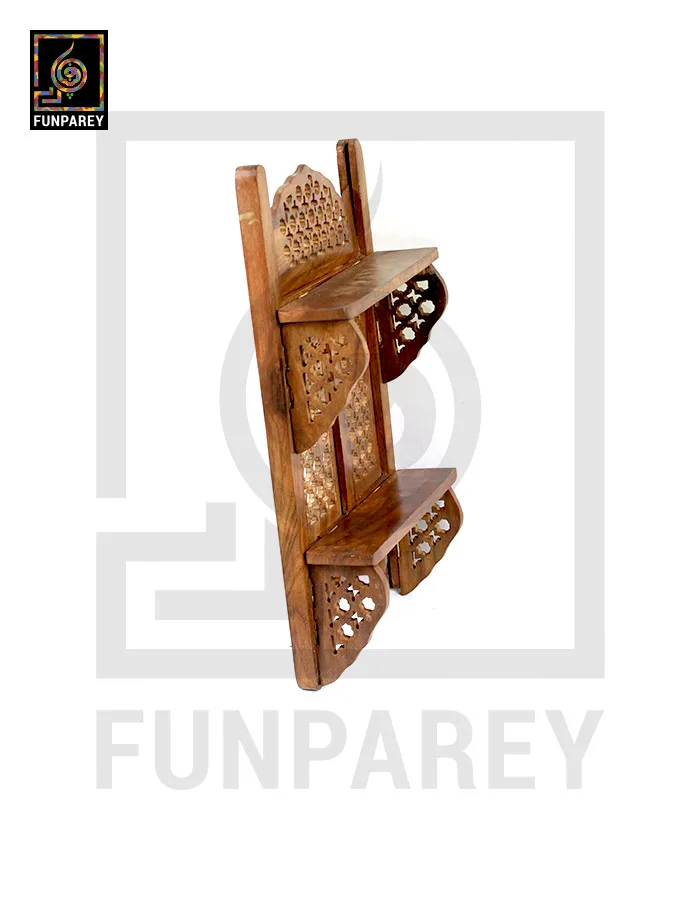Handcarved Wooden Legacy Wall Shelf Large