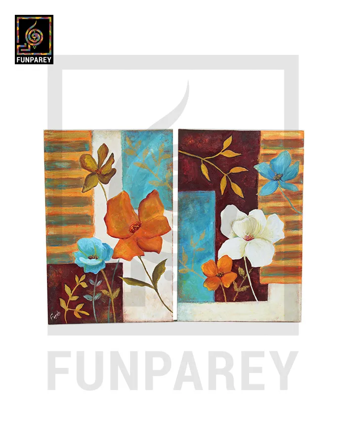 Flower Painting "FLORAL GLOW" 12x18" (Pair)