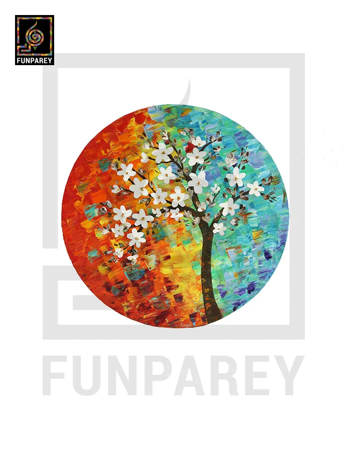 Round Canvas 3D Oil Painting “AURUM” 20"