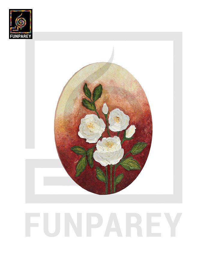 Round Canvas 3D Flower Painting "ALBA" 20 x 16"