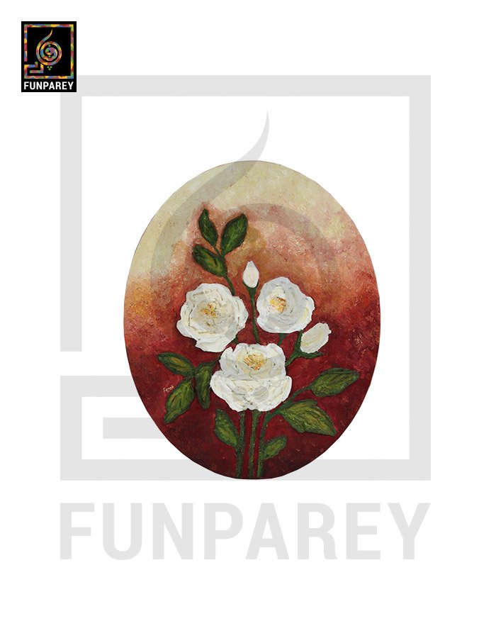 Round Canvas 3D Flower Painting "ALBA" 20 x 16"