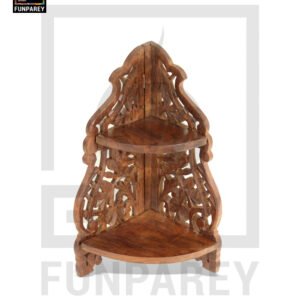 Hand Carved Wooden Corner Rack Large