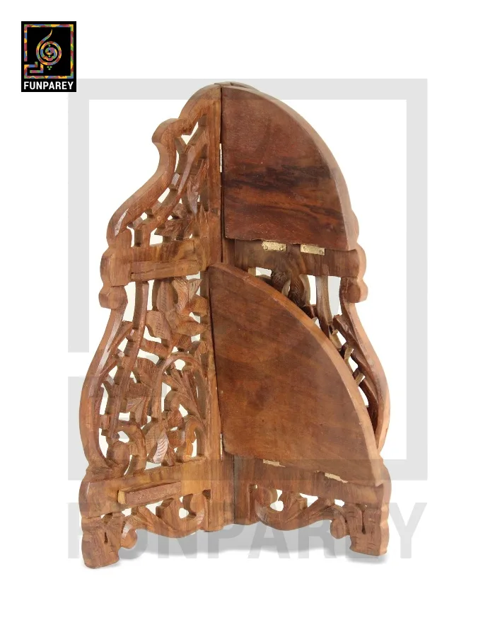 Hand Carved Wooden Corner Rack Large