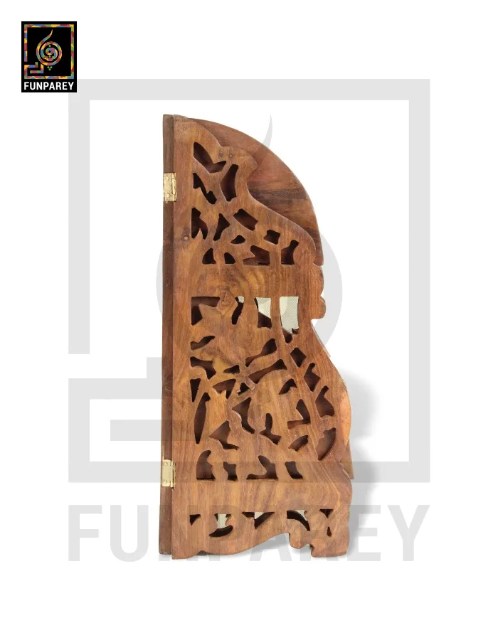 Hand Carved Wooden Corner Rack Large