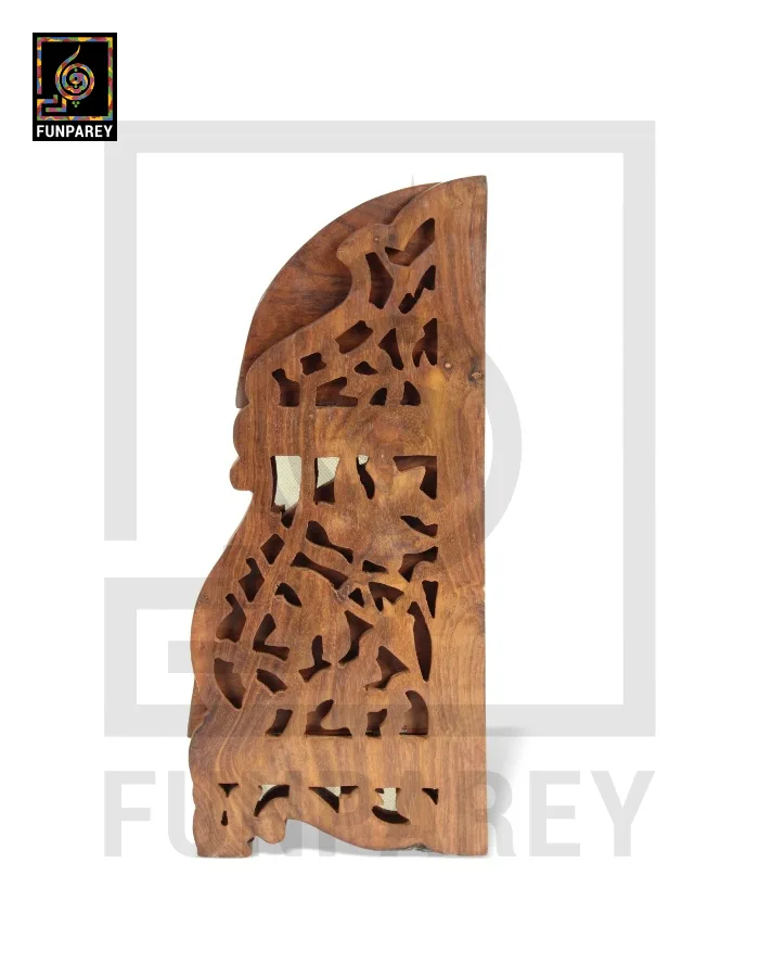 Hand Carved Wooden Corner Rack Large
