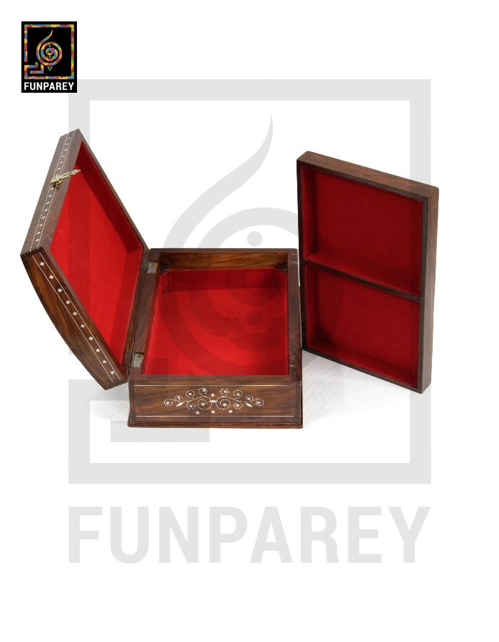 Premium Wooden Storage Box with Fiber Inlay 8/12