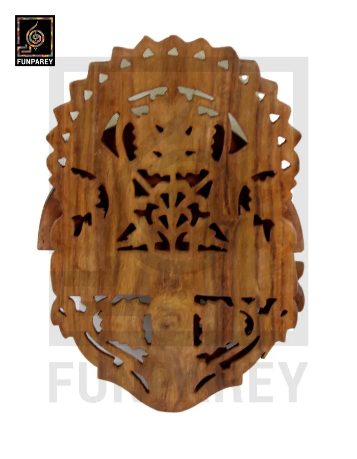 Hand Carved Wooden Distinct Wall Shelf (Large)