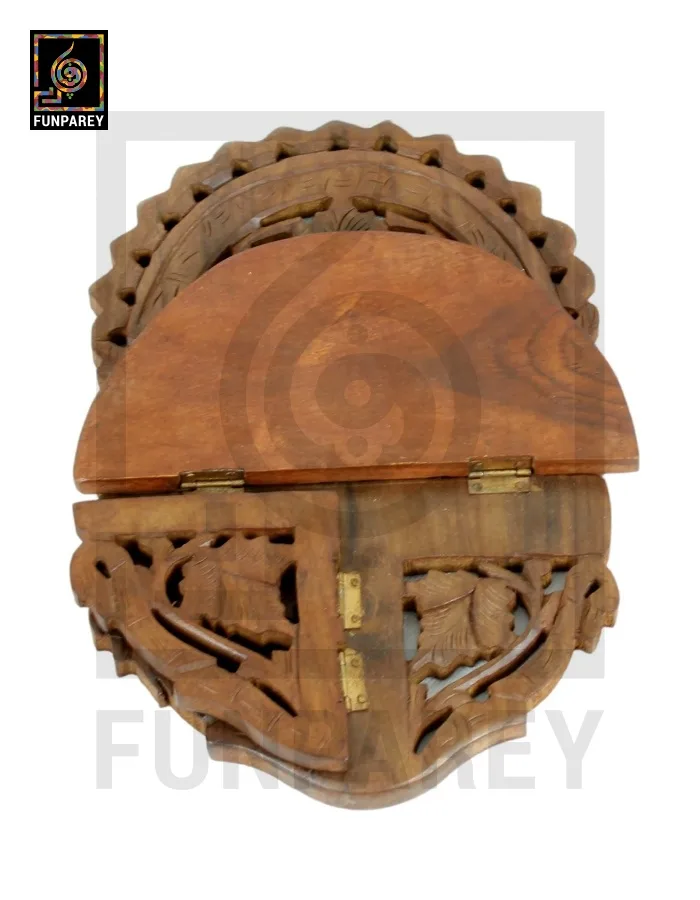 Hand Carved Wooden Distinct Wall Shelf (Large)