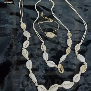 Shell Choker Anklet And Bracelet Set - Adjustable