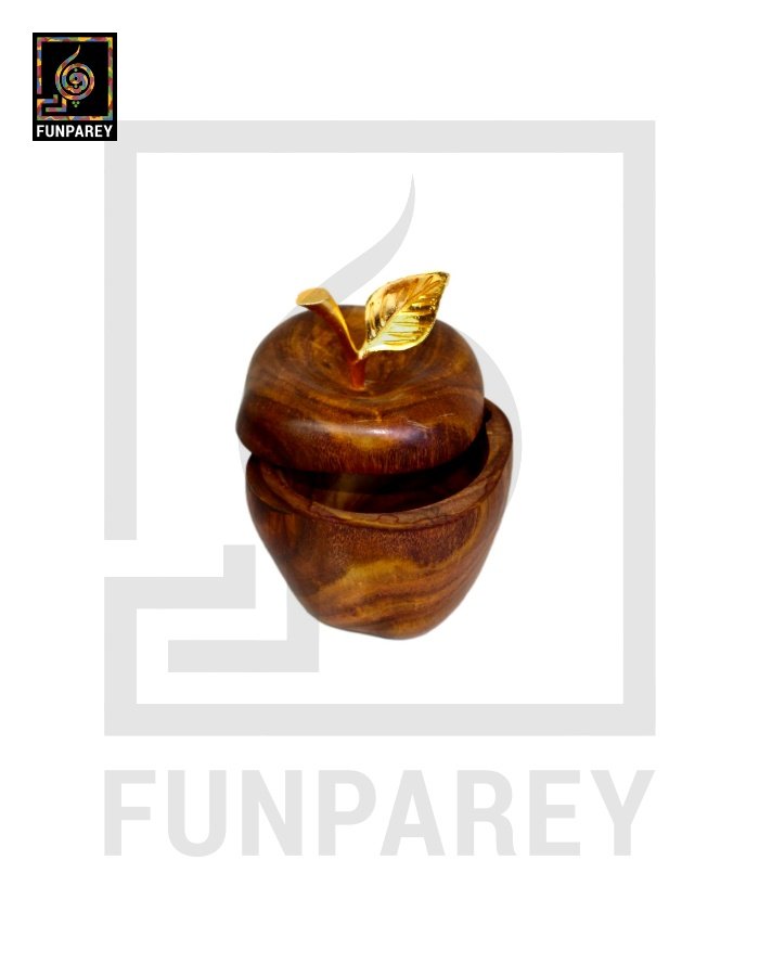 Handcrafted Wooden Apple Candy Bowl 4"
