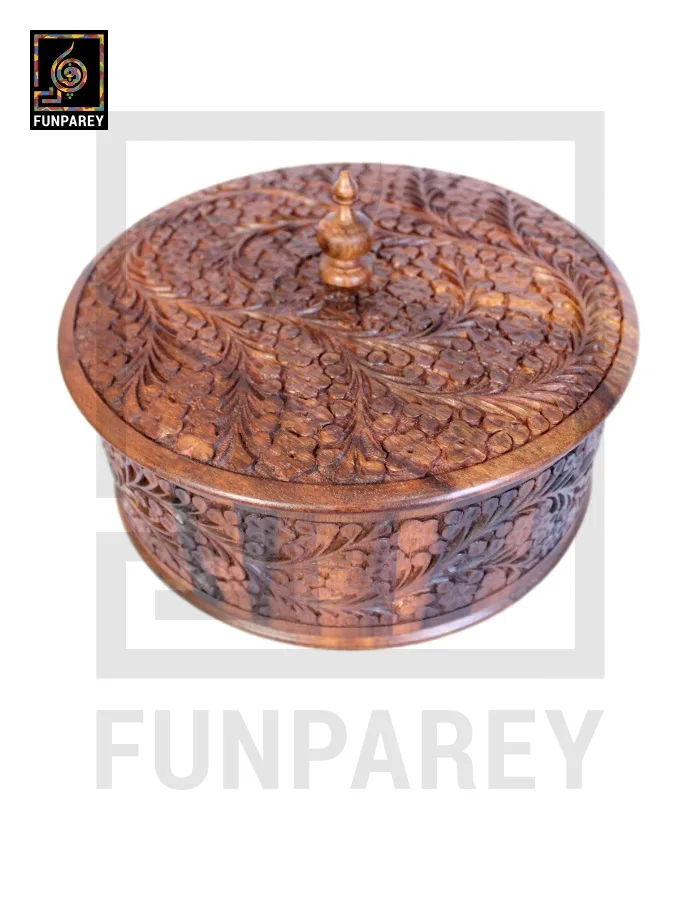 Premium Wooden Dry Fruit Bowl 10" with Standard Carving Design