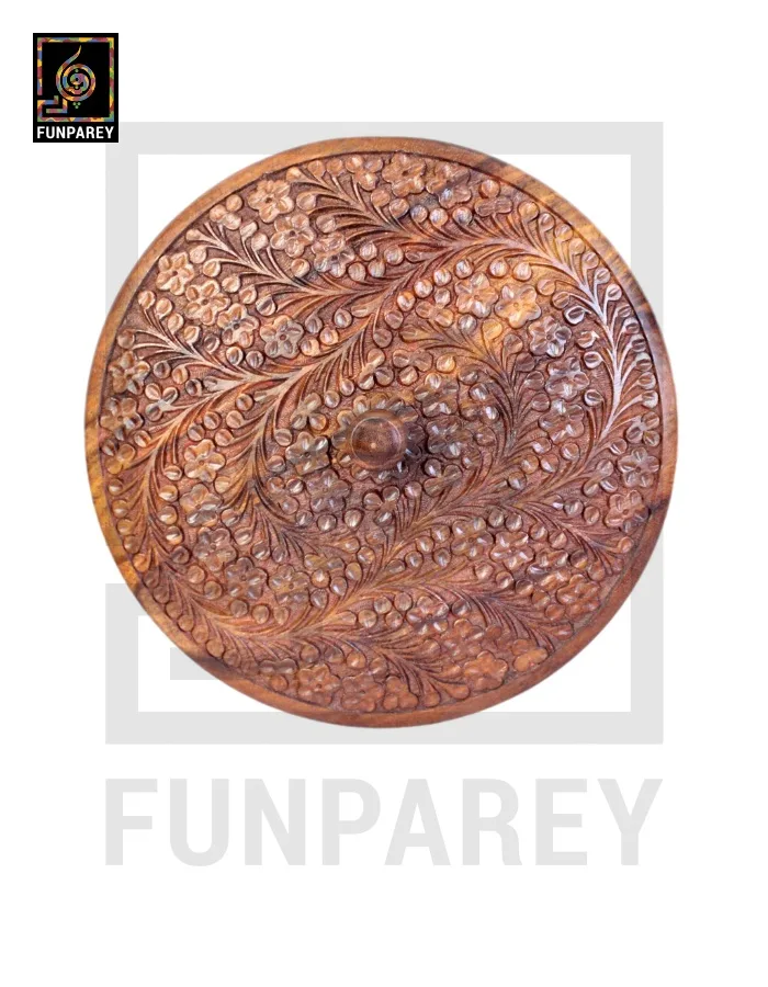 Premium Wooden Dry Fruit Bowl 10" with Standard Carving Design