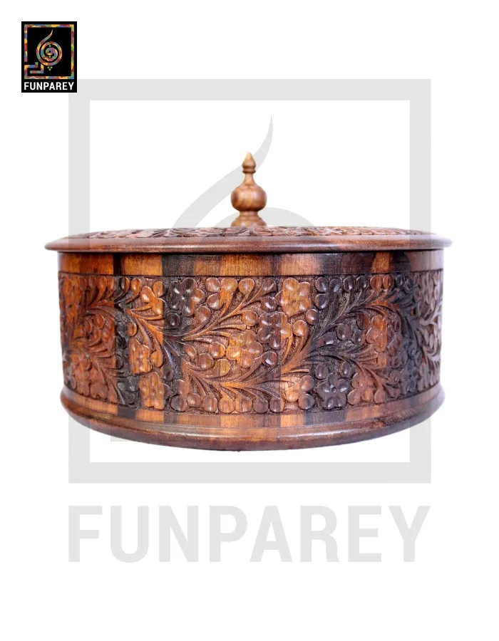 Premium Wooden Dry Fruit Bowl 10" with Standard Carving Design