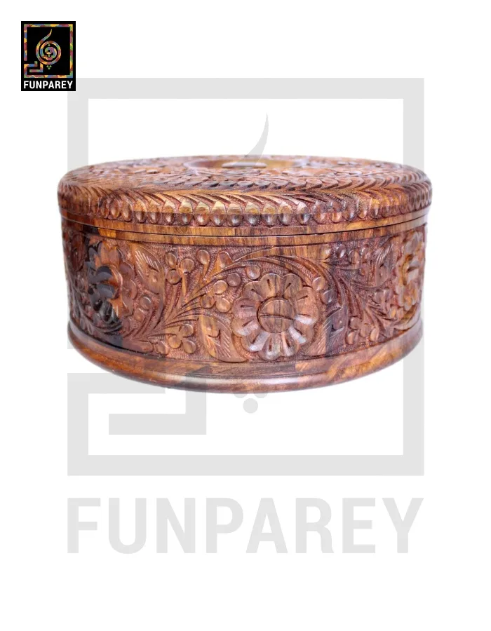 Premium Wooden Dry Fruit Bowl 12 with Heavy Carving Design