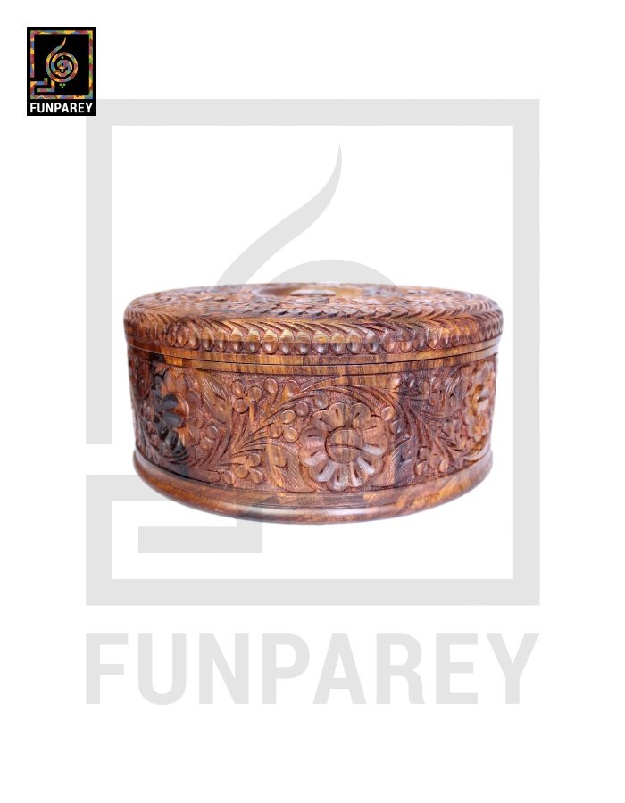 Premium Wooden Dry Fruit Bowl 10" with Heavy Carving Design