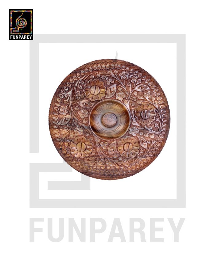 Premium Wooden Dry Fruit Bowl 10" with Heavy Carving Design