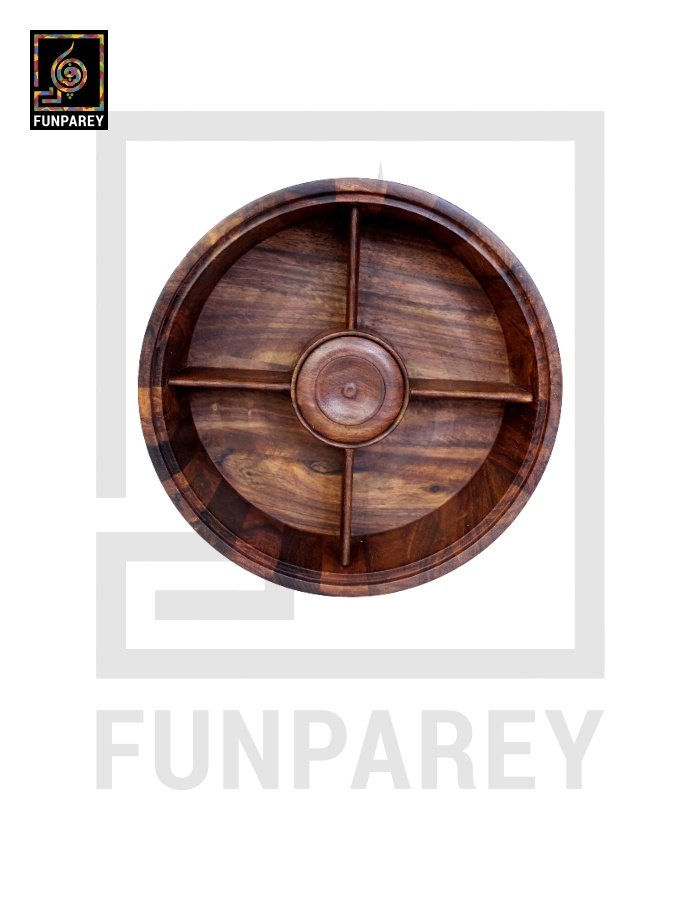 Premium Wooden Dry Fruit Bowl 10" with Heavy Carving Design