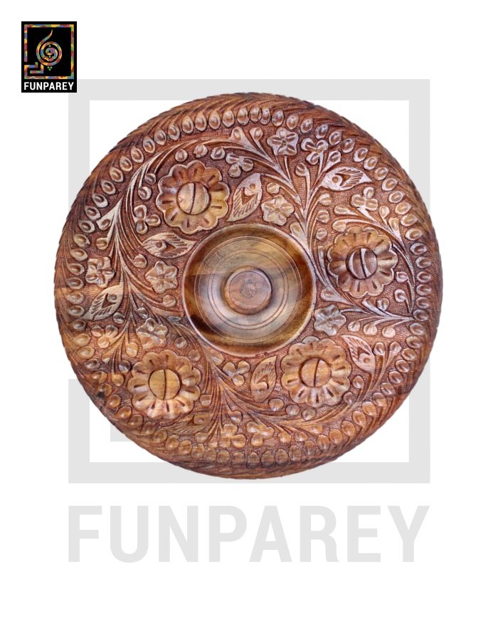 Premium Wooden Dry Fruit Bowl 10" with Heavy Carving Design