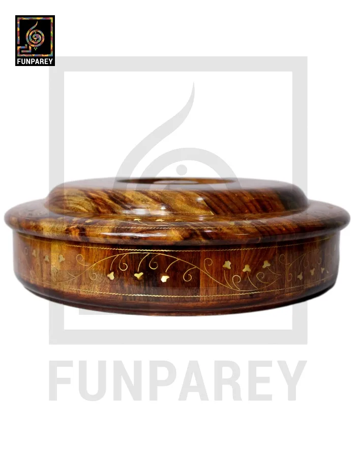 Premium Wooden Dry Fruit Bowl 12" With Brass Work