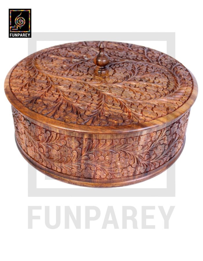 Premium Wooden Dry Fruit Bowl 12 with Standard Carving Design
