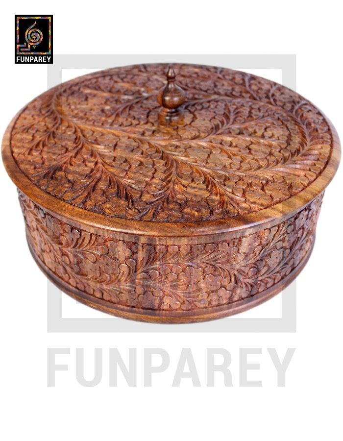 Premium Wooden Dry Fruit Bowl 12 with Standard Carving Design