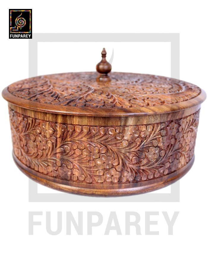 Premium Wooden Dry Fruit Bowl 12 with Standard Carving Design