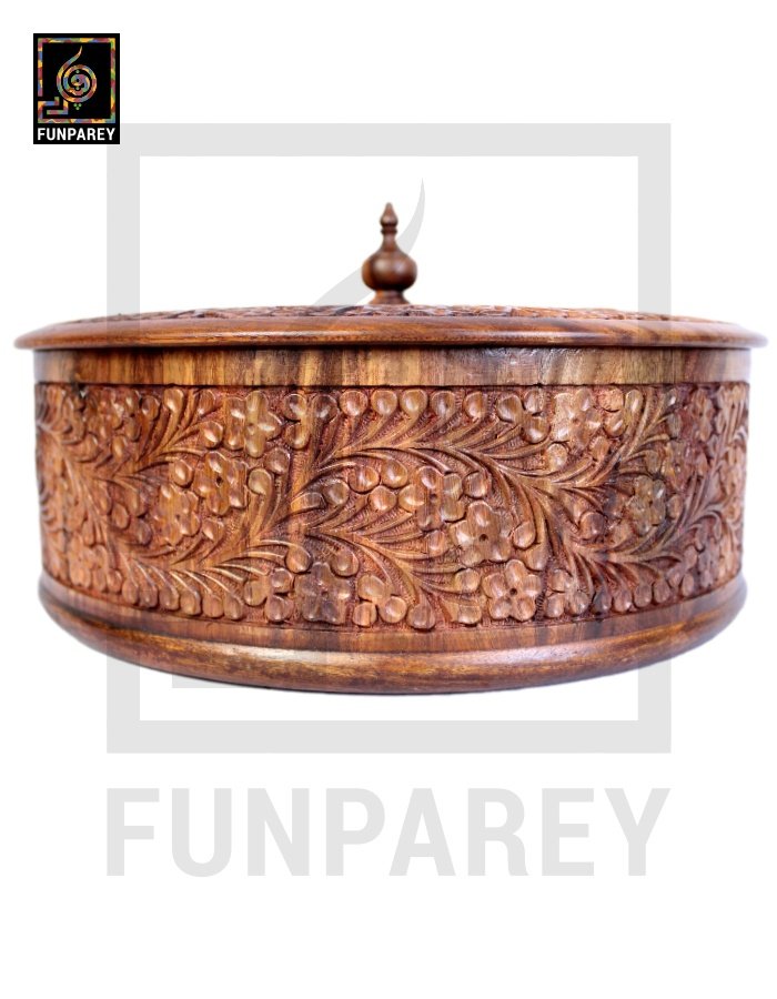 Premium Wooden Dry Fruit Bowl 12 with Standard Carving Design