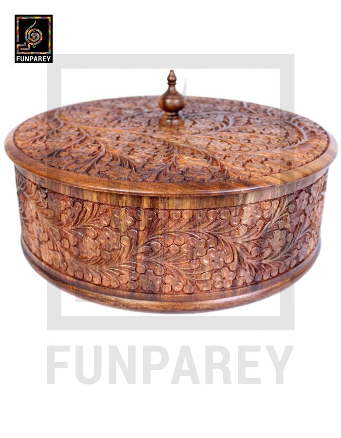 Premium Wooden Dry Fruit Bowl 12 with Standard Carving Design
