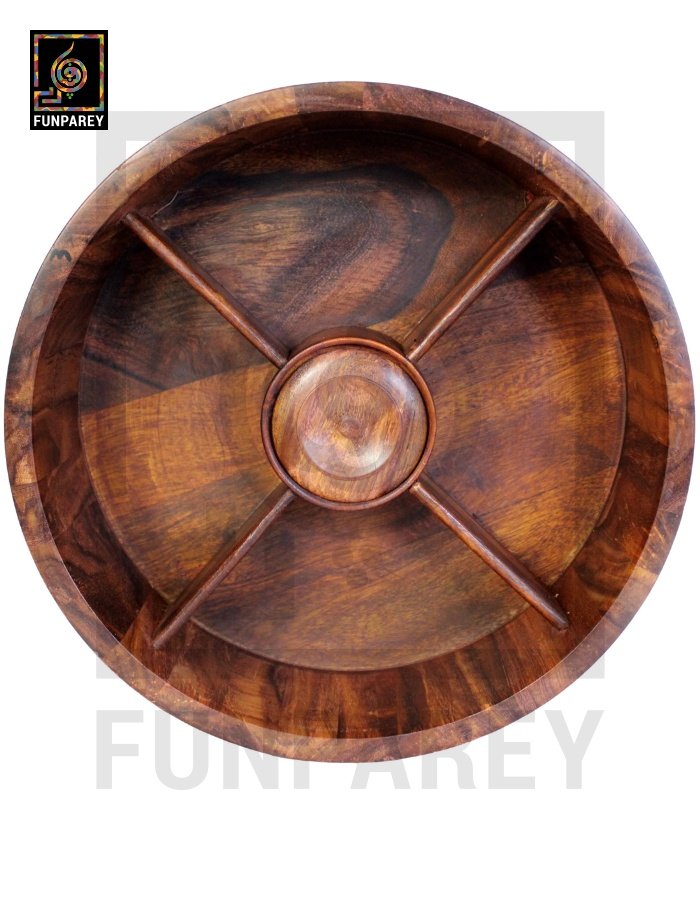 Premium Wooden Dry Fruit Bowl 12 with Standard Carving Design