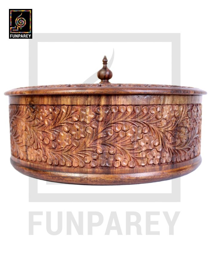 Premium Wooden Dry Fruit Bowl 12 with Standard Carving Design