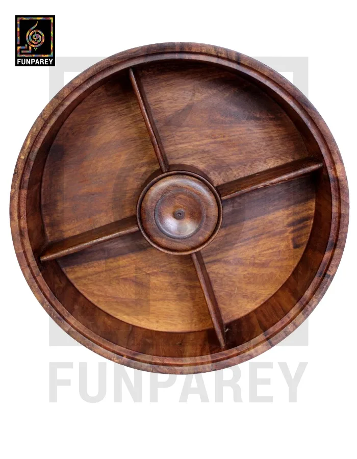 Premium Wooden Dry Fruit Bowl 12 with Heavy Carving Design