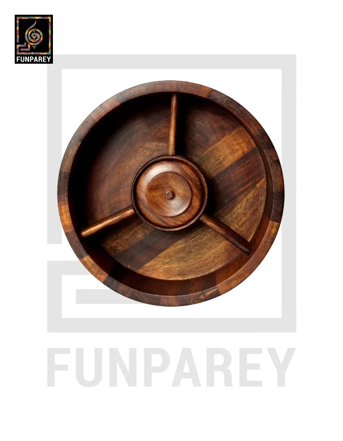 Premium Wooden Dry Fruit Bowl Set With Brass Work (3 Pieces)