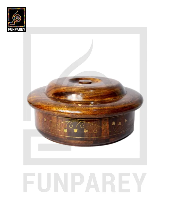 Premium Wooden Dry Fruit Bowl Set With Brass Work (3 Pieces)