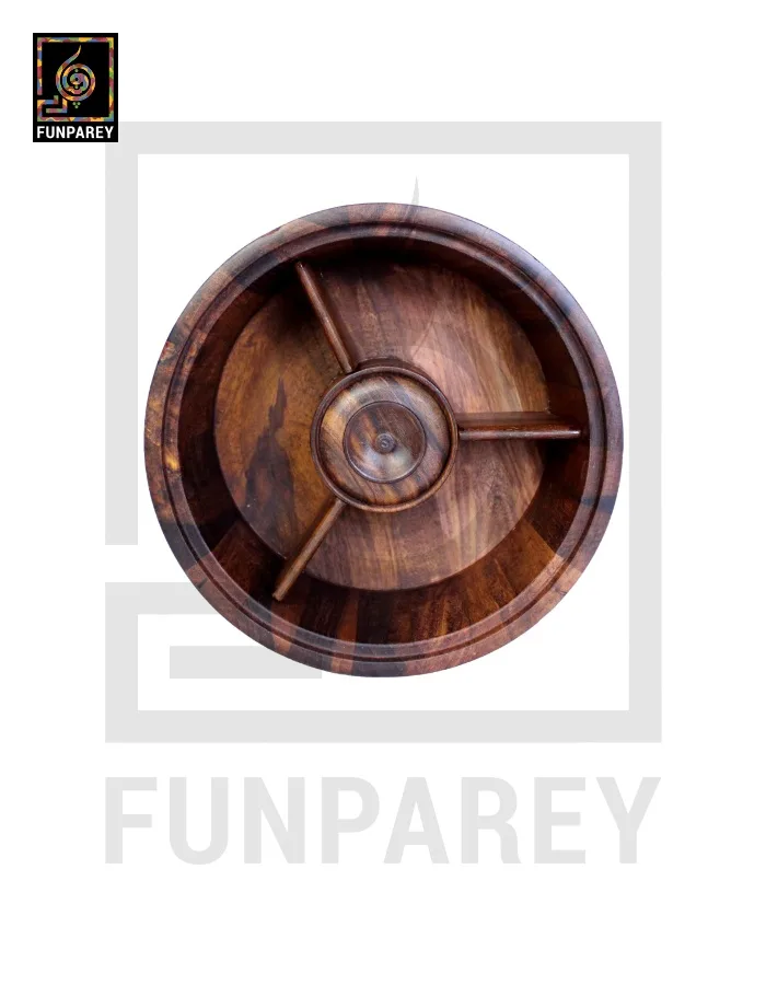 Premium Wooden Dry Fruit Bowl 12 with Heavy Carving Design