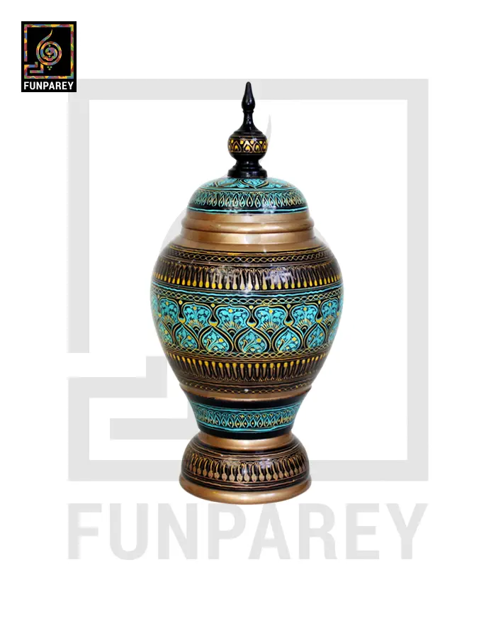 Spire Candy Jar - Handcrafted with Cyan Nakshi Art