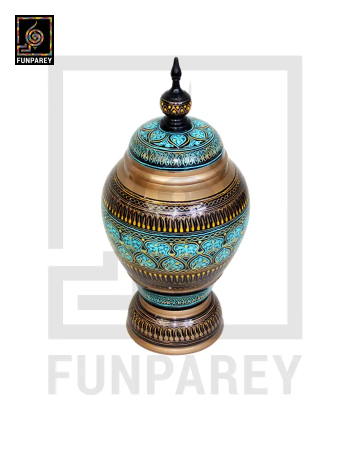 Spire Candy Jar - Handcrafted with Cyan Nakshi Art