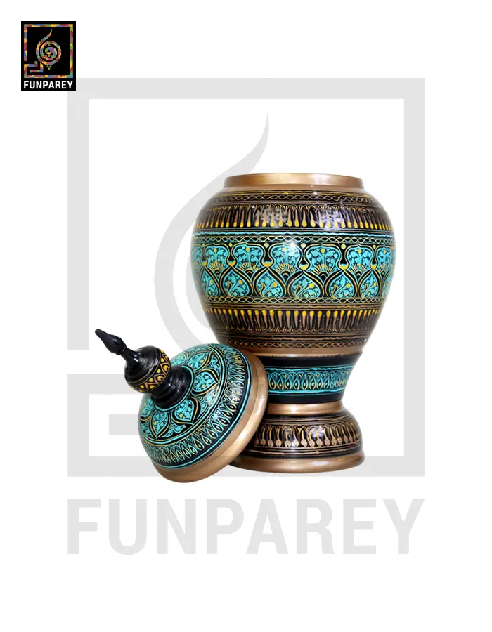 Spire Candy Jar - Handcrafted with Cyan Nakshi Art