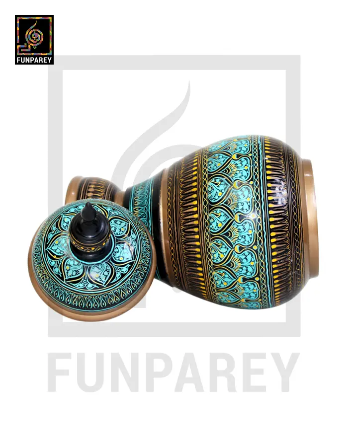 Spire Candy Jar - Handcrafted with Cyan Nakshi Art