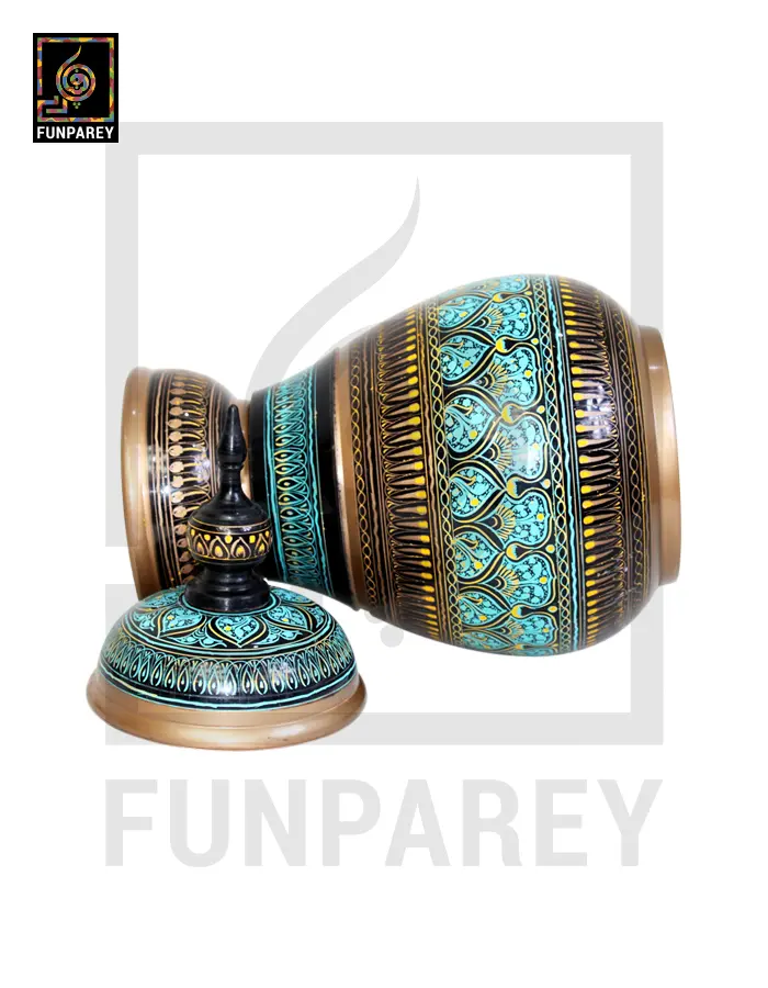 Spire Candy Jar - Handcrafted with Cyan Nakshi Art