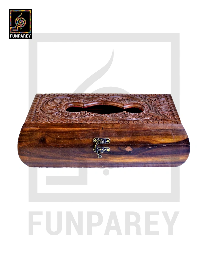 Premium Handcrafted Wooden Tissue Box with Rounded Sides