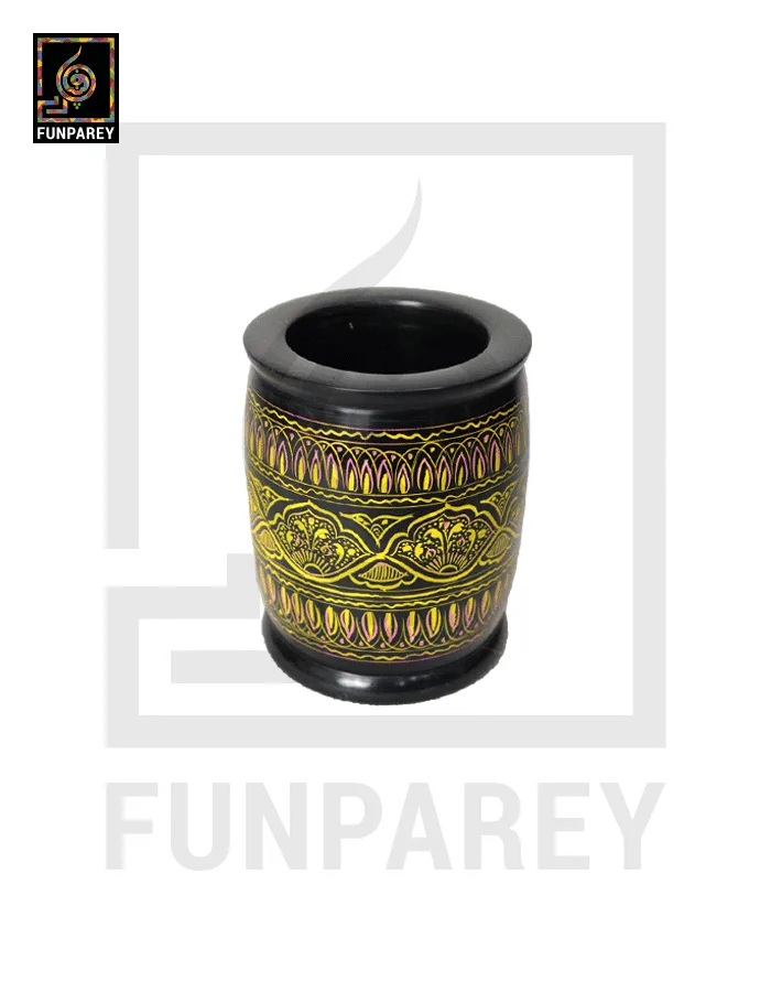 Premium Wooden Accessory Jar With Lacquer Art