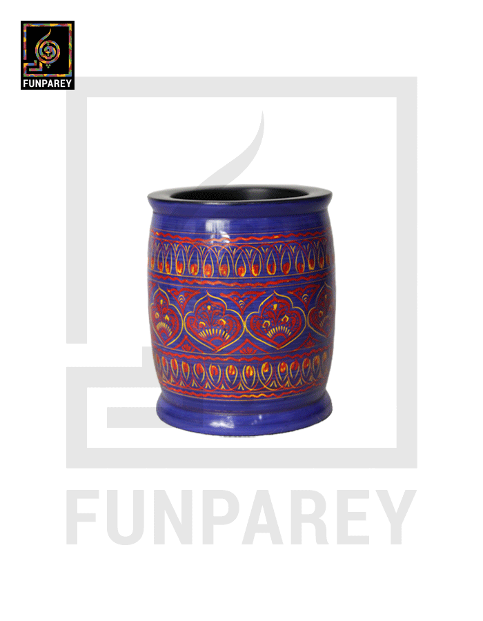 Premium Wooden Accessory Jar With Lacquer Art