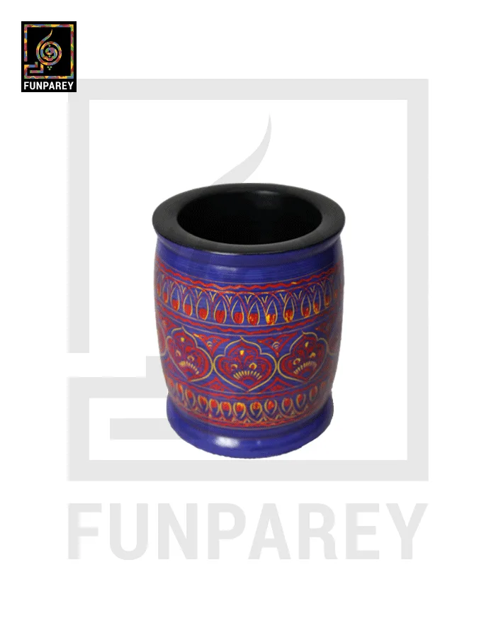 Premium Wooden Accessory Jar With Lacquer Art