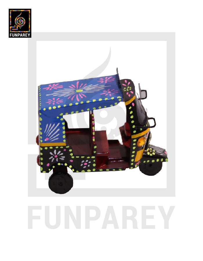 Handmade Metallic Colorful Truck Art Rickshaw Set (4 Piece)