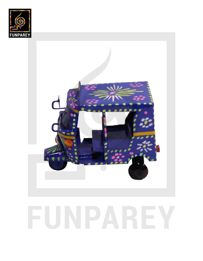 Handmade Metallic Colorful Truck Art Rickshaw Set (4 Piece)