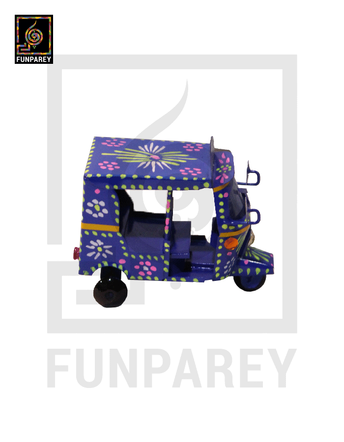 Handmade Metallic Colorful Truck Art Rickshaw Set (4 Piece)