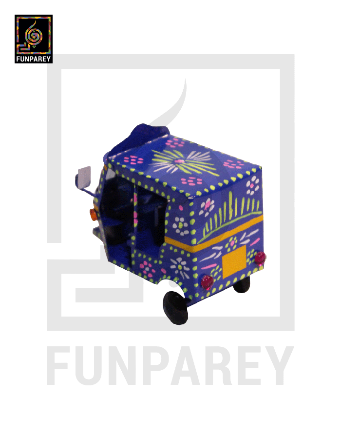 Handmade Metallic Colorful Truck Art Rickshaw Set (4 Piece)