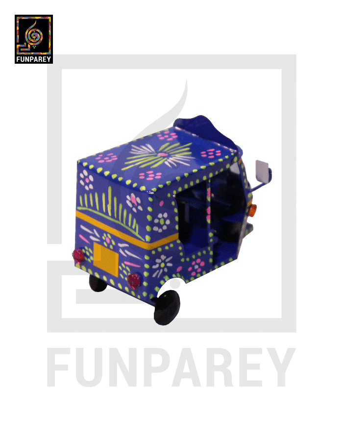 Handmade Metallic Colorful Truck Art Rickshaw Set (4 Piece)